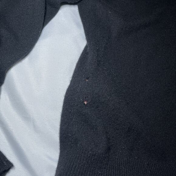 Marshall Fields Womens Cashmere Split Neck Sweater Size XL Black Ruffles *READ* - Picture 5 of 10